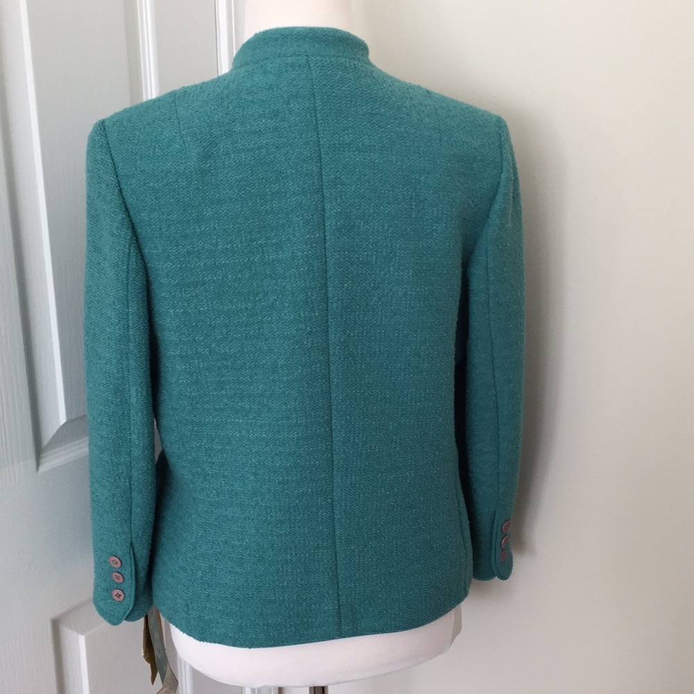 Vintage NWT Lord & Taylor Turquoise Teal Open Front Blazer Jacket - Picture 6 of 15